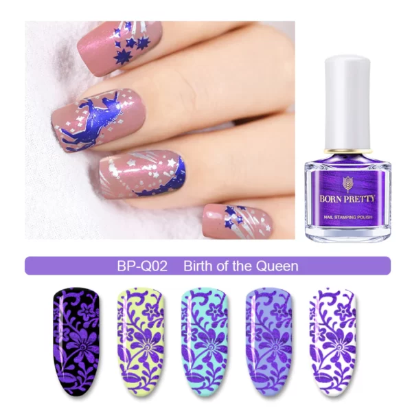 Nail stamping polish Birth of the Queen Purple 4