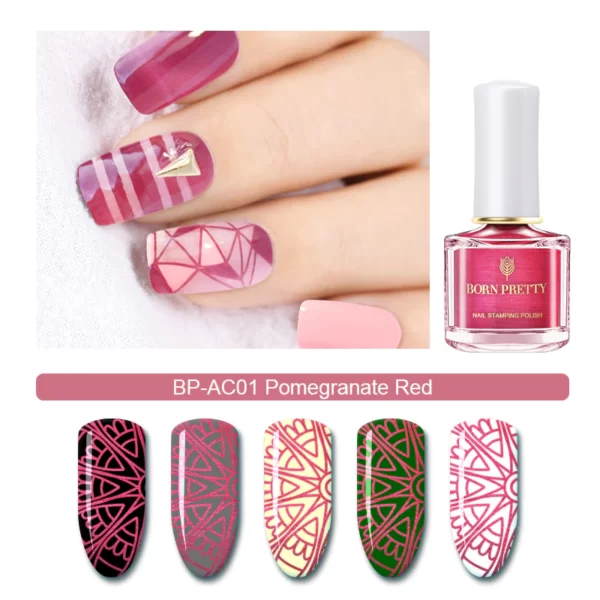 Nail stamping polish -" Pomegranate Red"- Hot Pink