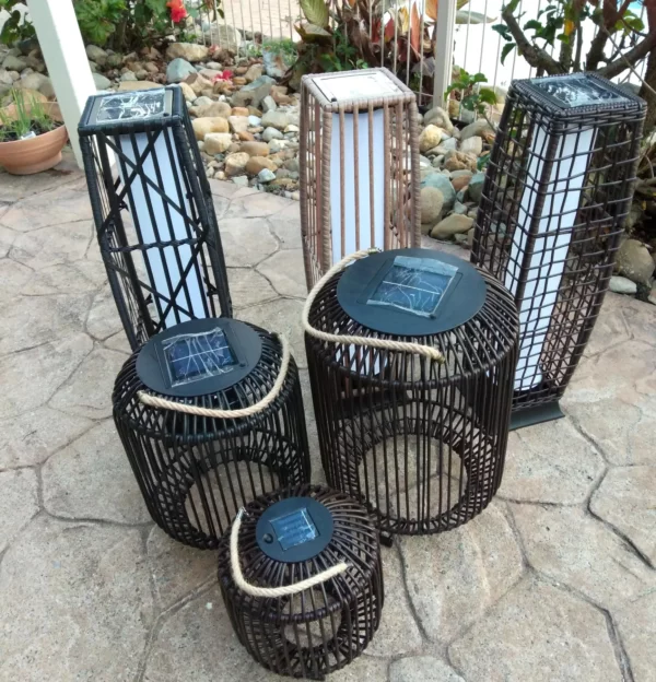 Outdoor Solar Rattan Lamp Birdcage design 10
