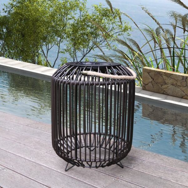 Outdoor Solar Rattan Lamp Birdcage design 5