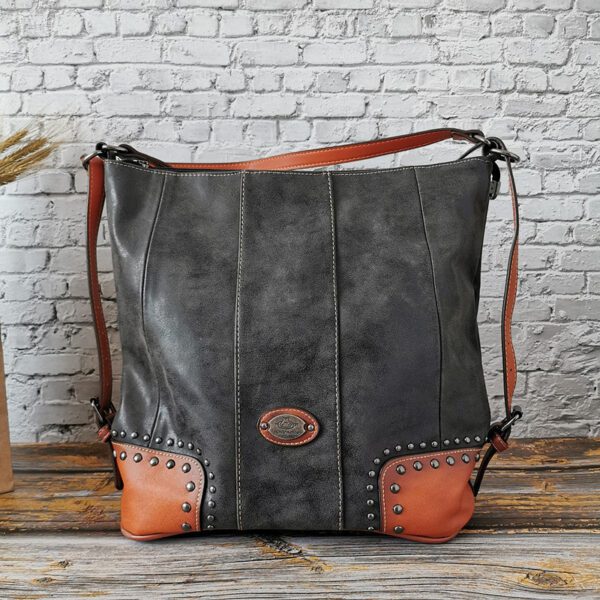 Vegan Leather Slouch Tote Bag 5