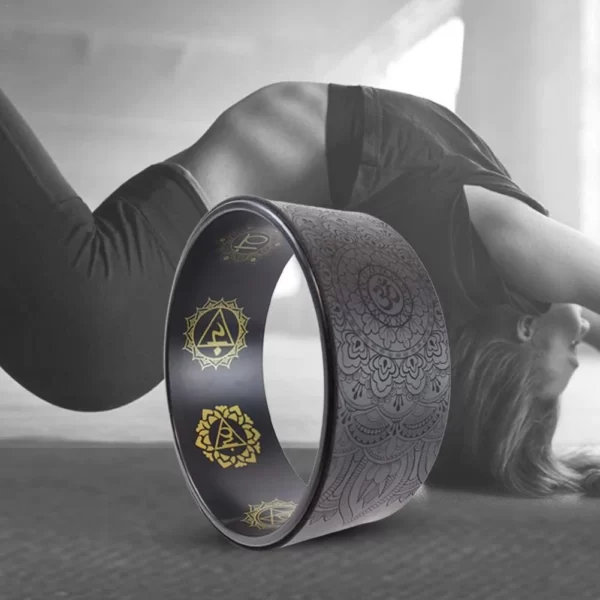 Yoga Wheel vegan leather Mandala design outer wheel gold chakra design centre 3
