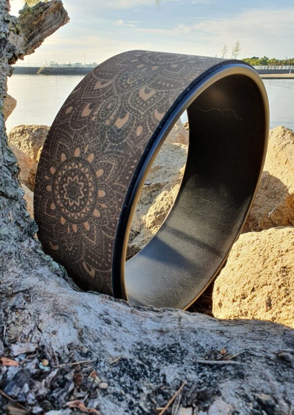 Yoga wheel cork & natural tree rubber laser printed