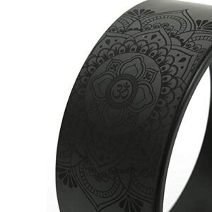 Yoga wheel - Vegan Leather - Mandala and Om design outer rim & plain black centre