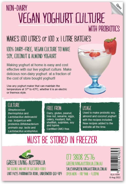 Vegan Non Dairy Yoghurt Culture with Probiotics 100 litre
